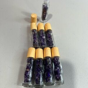 Amethyst Crystal oil Roller Bottle - Purple Glass Roller with Cap